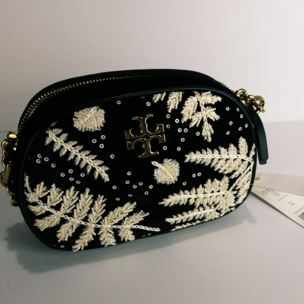 Tory Burch Kira Velvet Embroidered Crossbody Handbag - Picture 6 of 8